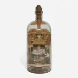 Carl Worner, Kriesman, Expert Shoemaker (Diorama Whimsy Bottle), glass, carved wood, paper, paint, pencil
