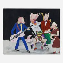 Howard McClain, Freddie the Frog and the Slamming Swines Who are Jamming / Froggie Freddie and the Pigs of Harmony, 2017, acrylic on canvas
