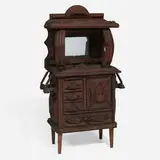Tramp Art, Elaborate cabinet with mirror, wood, mirror