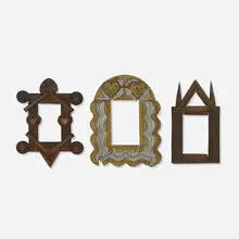 Tramp Art, Frames, collection of three, wood, paint, varnish