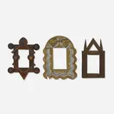 Tramp Art, Frames, collection of three, wood, paint, varnish
