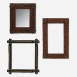Tramp Art, Frames, collection of three, wood, varnish, paint, mirror