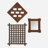 Tramp Art, Frames, collection of three, wood, varnish, paint, mirror