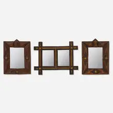 Tramp Art, Frames, collection of three, wood, varnish, paint, mirror