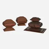 Tramp Art, Boxes, collection of three, chip-carved and layered wood, varnish, paint and metal