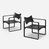 Verner Panton, armchairs model 270F, pair, 1965, lacquered wood, nickel-plated steel