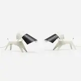 Boris Lacroix, La Petit Chien table lamps, pair, c. 1955, enameled steel