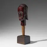 Fang, Byeri reliquary head, carved and lacquered wood, enameled steel