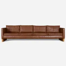 Custom sofa by Ludwig Mies van der Rohe, leather, oak, sold Nov 2020