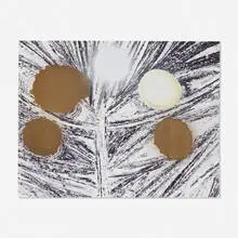 Mark Grotjahn, Untitled (Holiday Print), c. 2010, spray enamel on printed paper