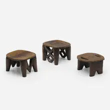 Nupe, collection of three stools, carved wood
