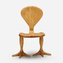 Tim Mackaness, Chicken dining chair, c. 1975, laminated and carved oak