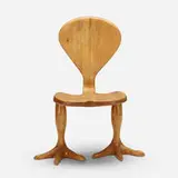 Tim Mackaness, Chicken dining chair, c. 1975, laminated and carved oak