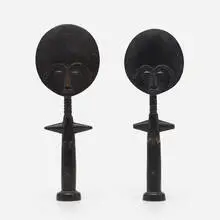 Asante, Akua'ba figures, pair, carved wood