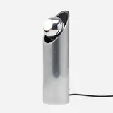 Angelo Lelii, table lamp, model 14082, c. 1969, stainless steel, chrome-plated steel