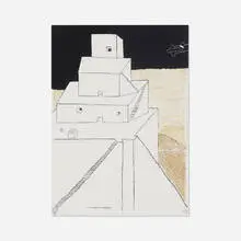 Ettore Sottsass, La torre di Babele, 2001, lithograph in colors on paper
