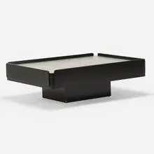 Caori coffee table by Vico Magistretti, c. 1962, lacquered wood, stainless steel, sold Nov 2020