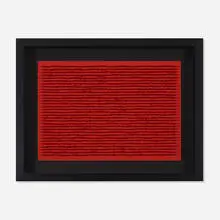 Tableau clous by Bernard Aubertin, 1968, nails, wood, paint, sold Nov 2020