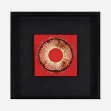 Dessin de Feu sur Table Rouge by Bernard Aubertin, 2006, burnt matchsticks on painted linen, sold Nov 2020