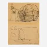 Christo, Wedding Dress, 1967, graphite on tracing paper