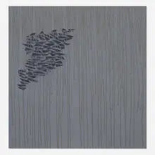 Black Shapes on Gray by Robert Goodnough, 1976, acrylic and oil on canvas, sold Nov 2020