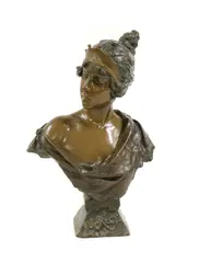 Emmanuel Villanis, Emmanuel Villanis (French, 1858, a patinated bronze bust
