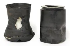Dan Kelly, Dan Kelly (b.1953), two stoneware black-glazed vases