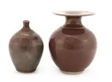 Bridget Drakeford, Bridget Drakeford (b.1946), each in burgundy and celadon hare's fur glaze