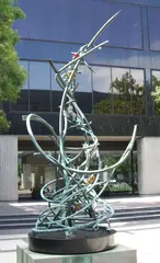 Claire Falkenstein, D.N.A. Molecule, 1970 - 1971, copper and infused Venetian glass on motorized base