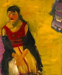 Julius Wasserstein, Portrait of Joan Brown, acrylic on canvas