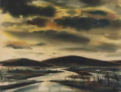 Yellow Sky by Wayne Thiebaud, 1950, watercolor on paper, sold Nov 2007