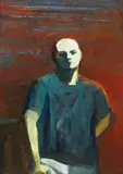 Elmer Bischoff, Figure with Red Wall, oil on canvas