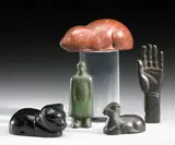 Beniamino Benevenuto Bufano, Cat; Mouse; Hand; Lamb; Man (5), first and second composition stone; third and fourth bronze; fifth copper