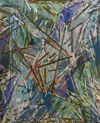 Charles A. Arnoldi, Untitled, 1987, monotype with oil on linen on panel