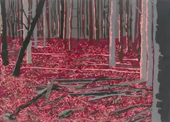 Francesca Gabbiani, Paper Needles, 2000, color paper and glue on paper