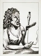 Untitled by Raymond Pettibon, 1984, ink on paper, sold Nov 2007