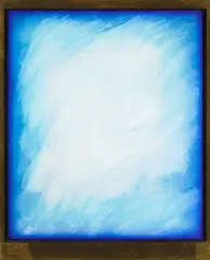 Blue Window by Eric Orr, 1986, oil on panel with goldleaf on lead-wrapped wood, offered Nov 2007