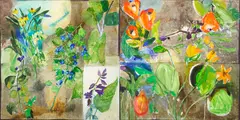 Roberto Juarez, Bucks Garden / Aguda Dana, 1996 (diptych), mixed media on canvas