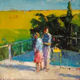 Dennis Hare, Figures on Terrace (from the Venice Beach series), 2006, acrylic and mixed media on canvas