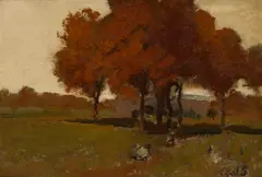 Fall by Arthur Bowen Davies, oil on board, sold Dec 2007