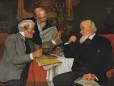 Louis Henry Charles Moeller, A Worldly Debate, oil on canvas