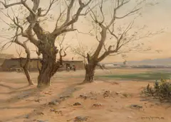 Harvey O. Young, Outskirts of a Pueblo, 1899, oil on board