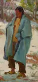 Joseph Henry Sharp, Indian Hunter, oil on board