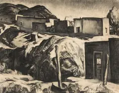 Lucy Valentine Pierce, Santa Fe Homes, charcoal on paper