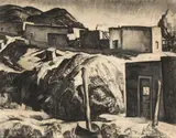 Lucy Valentine Pierce, Santa Fe Homes, charcoal on paper
