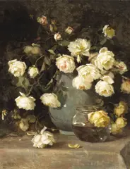 Edith White, White Roses and Glass Vases, 1901, oil on canvas