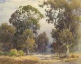 Sunlit Path through the Trees by Percy Gray, watercolor on paper, sold Dec 2007