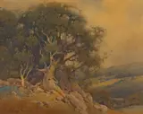 Percy Gray, Hillside Oak, 1922, oil on paper on board