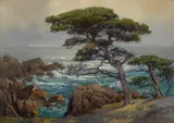 Percy Gray, Seaside Cypress, 1928, watercolor on paper on board