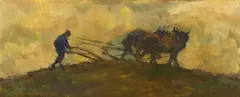 Plowing the Fields by Armin Carl Hansen, oil on masonite, sold Dec 2007